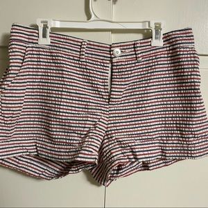 Red white and blue seer-sucker style shorts